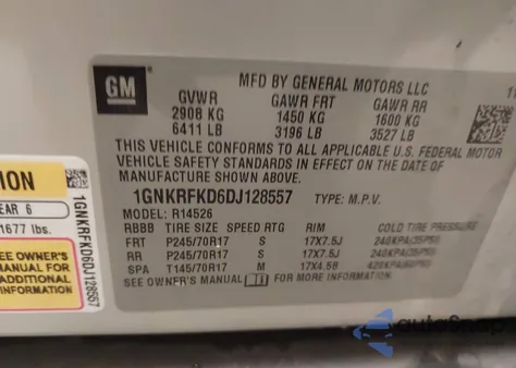 2013 Chevrolet Traverse Ls z USA, uszkodzony, nr VIN 1GNKRFKD6DJ128557